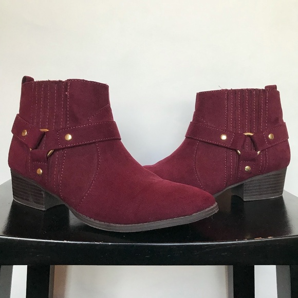 Report faux suede maroon ankle boots - Picture 1 of 5